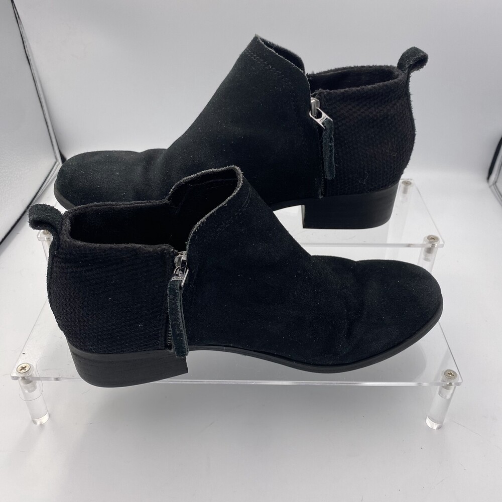 TOMS Deia Women's US 8.5 Bootie Black Leather Side Zip Round Toe Ankle Boots